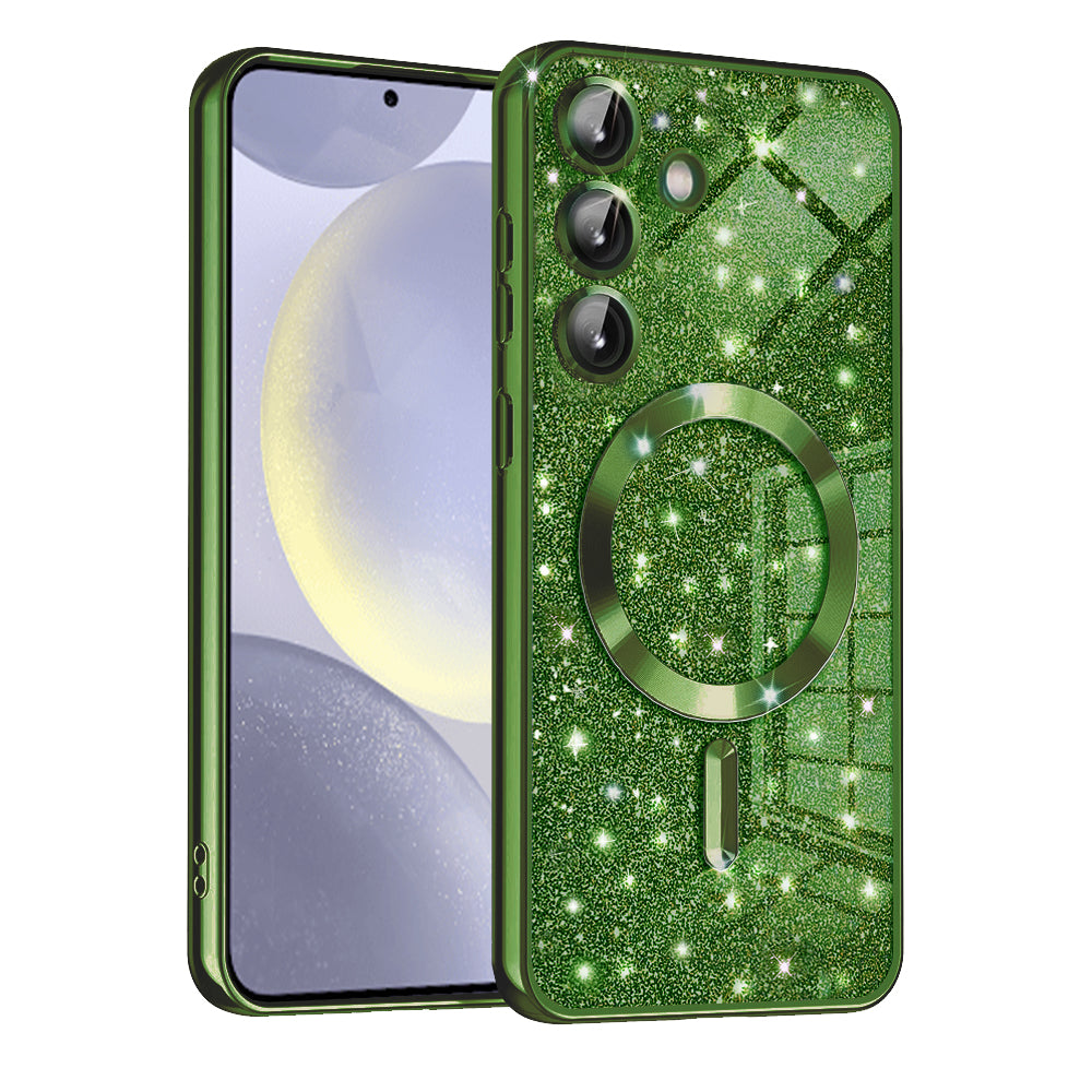 Capa MagSafe para Samsung Galaxy S24+ S926, Techsuit, Luxury Glitter, Verde Escuro