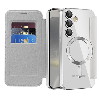 Capa MagSafe para Samsung Galaxy S24+ S926, Techsuit, SmartMag Book, Cinzento