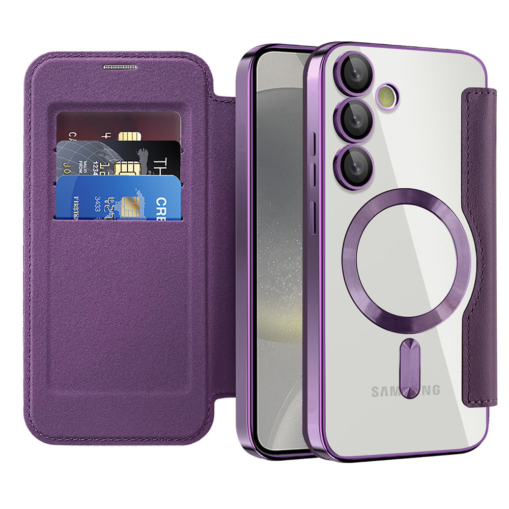 Capa MagSafe para Samsung Galaxy S24+ S926, Techsuit, SmartMag Book, Roxo