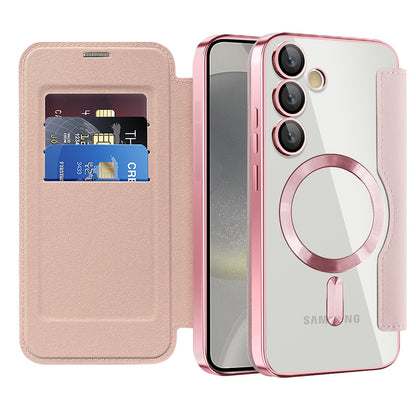 Capa MagSafe para Samsung Galaxy S24+ S926, Techsuit, SmartMag Book, Rosa