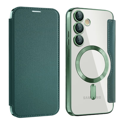 Capa MagSafe para Samsung Galaxy S24+ S926, Techsuit, SmartMag Book, Verde