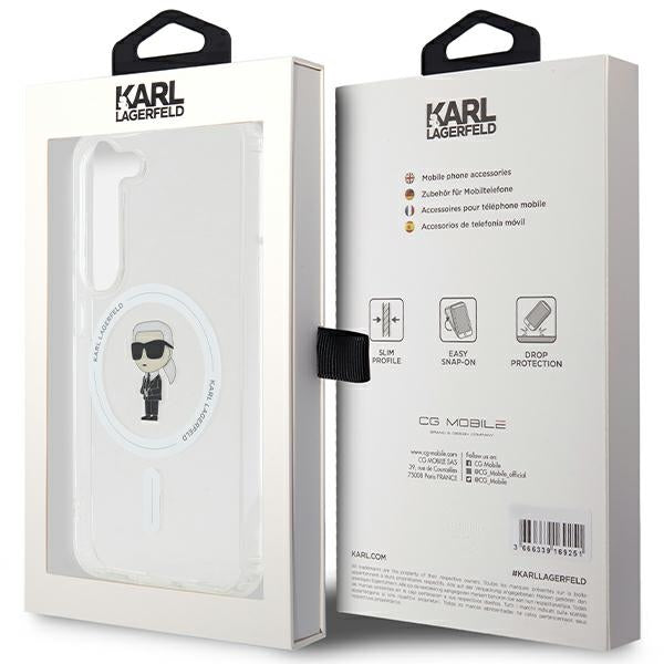 Capa MagSafe para Samsung Galaxy S24 S921, Karl Lagerfeld, IML Ikonik Karl, Transparente