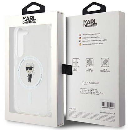Capa MagSafe para Samsung Galaxy S24 S921, Karl Lagerfeld, IML Ikonik Karl, Transparente