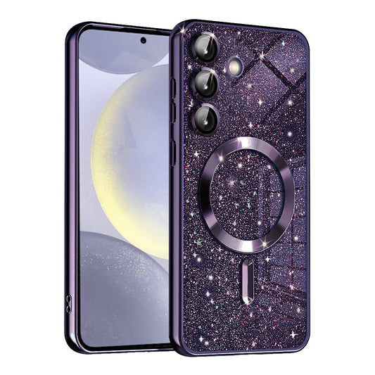 Capa MagSafe para Samsung Galaxy S24 S921, Techsuit, Luxury Glitter, Roxo Escuro