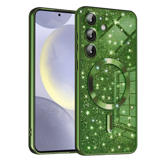 Capa MagSafe para Samsung Galaxy S24 S921, Techsuit, Luxury Glitter, Verde Escuro