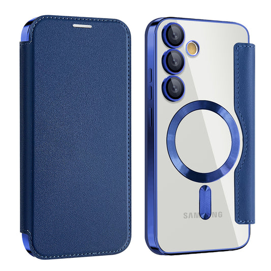 Capa MagSafe para Samsung Galaxy S24 S921, Techsuit, SmartMag Book, Azul