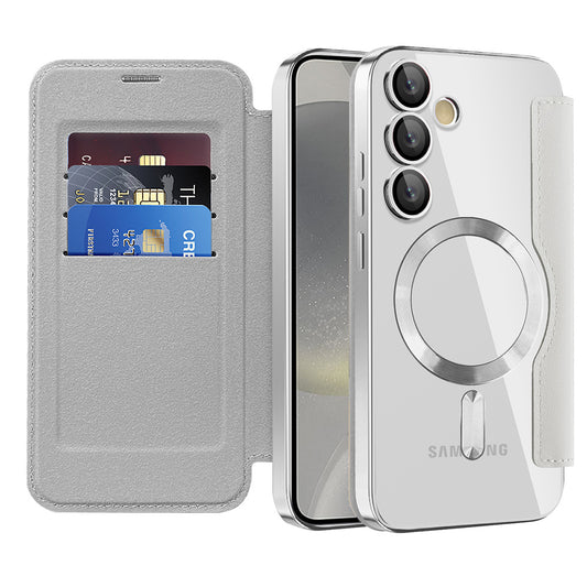 Capa MagSafe para Samsung Galaxy S24 S921, Techsuit, SmartMag Book, Cinzento