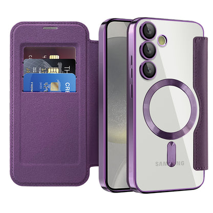 Capa MagSafe para Samsung Galaxy S24 S921, Techsuit, SmartMag Book, Roxo