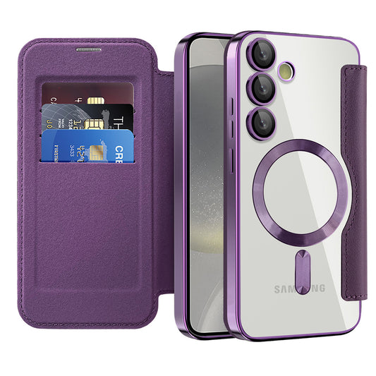 Capa MagSafe para Samsung Galaxy S24 S921, Techsuit, SmartMag Book, Roxo