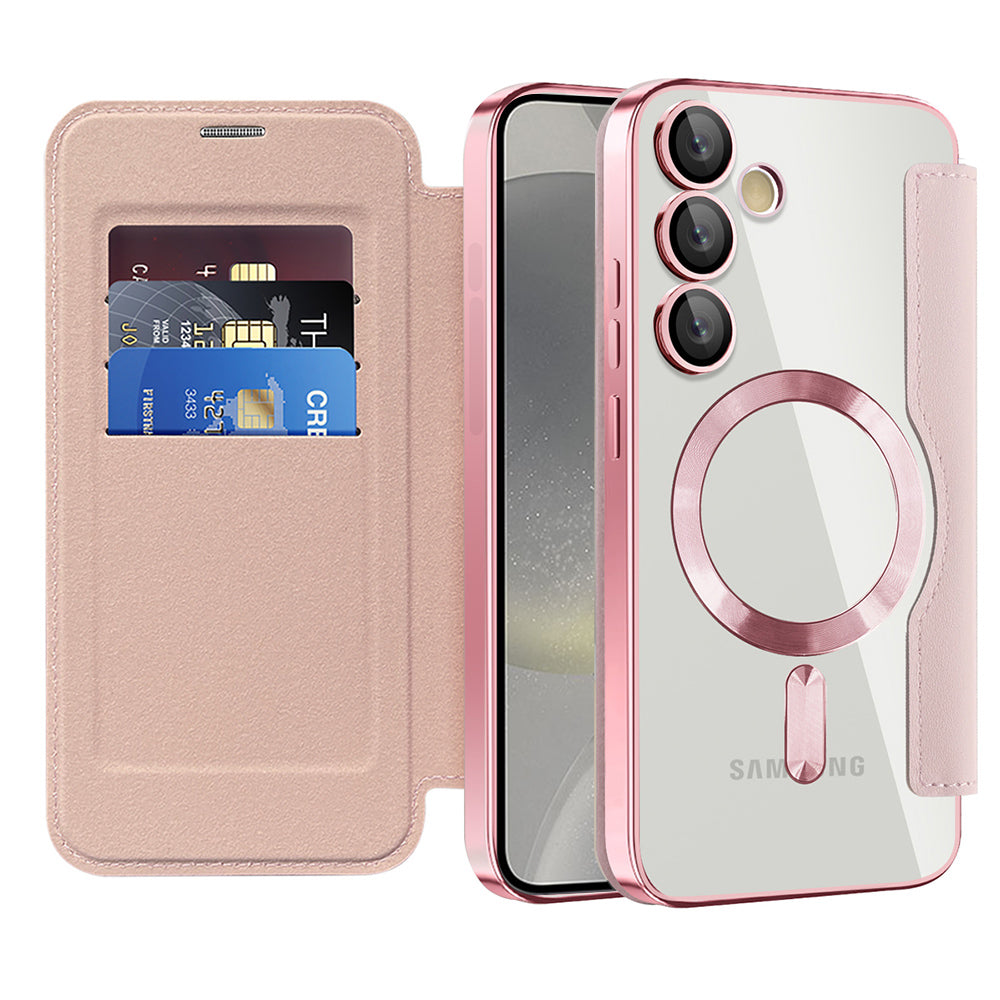 Capa MagSafe para Samsung Galaxy S24 S921, Techsuit, SmartMag Book, Rosa
