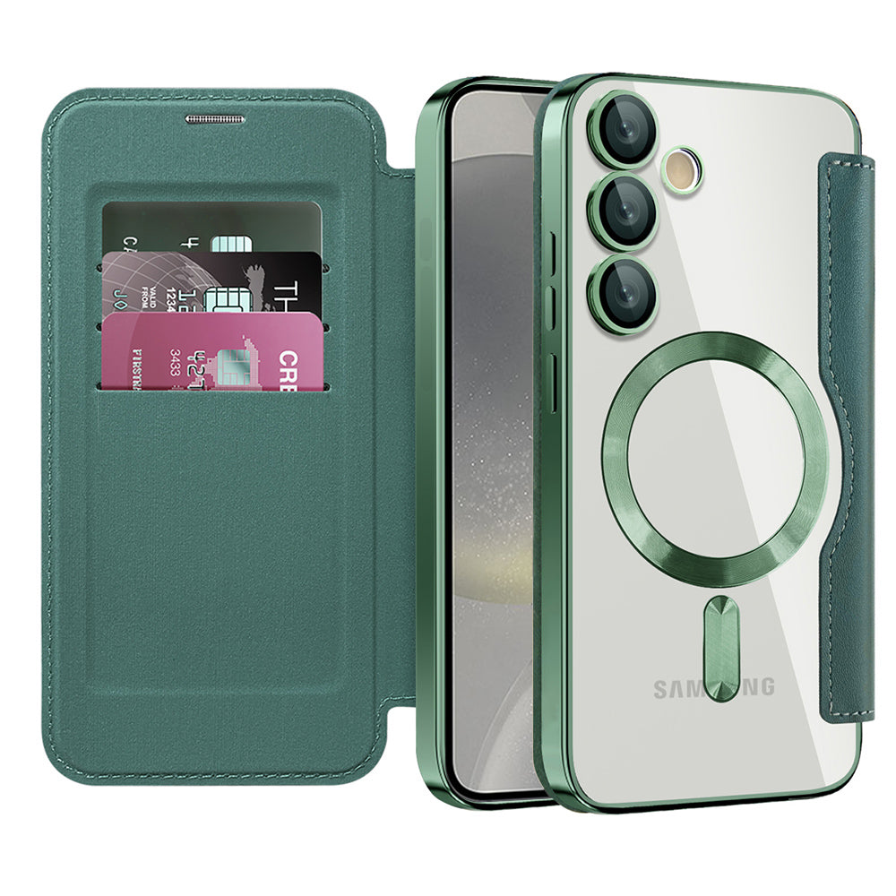 Capa MagSafe para Samsung Galaxy S24 S921, Techsuit, SmartMag Book, Verde