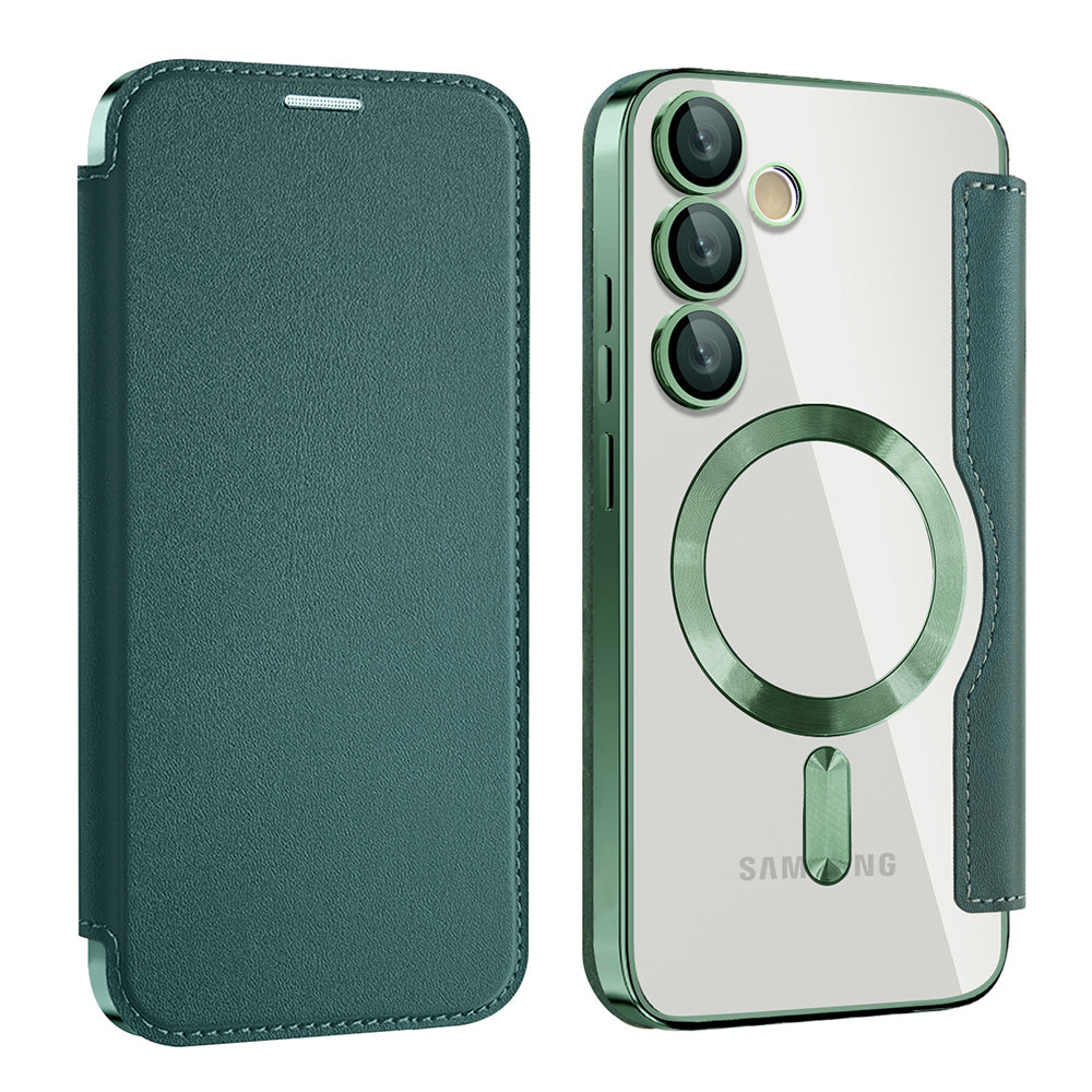 Capa MagSafe para Samsung Galaxy S24 S921, Techsuit, SmartMag Book, Verde