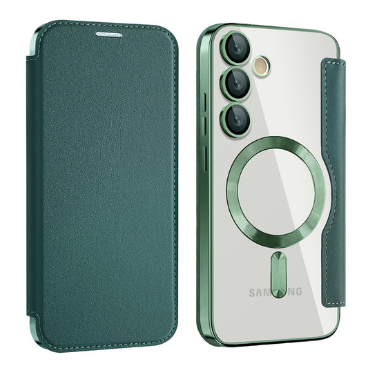 Capa MagSafe para Samsung Galaxy S24 S921, Techsuit, SmartMag Book, Verde