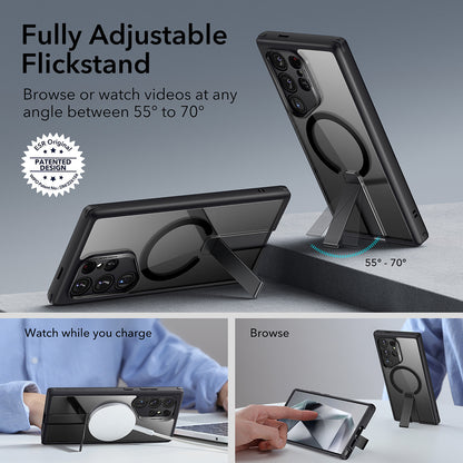 Capa MagSafe para Samsung Galaxy S24 Ultra S928, ESR, Boost Flickstand, Preta Transparente