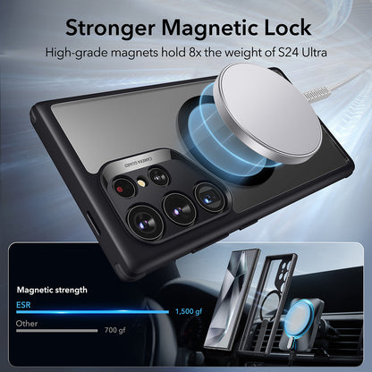 Capa MagSafe para Samsung Galaxy S24 Ultra S928, ESR, Boost Flickstand, Preta Transparente