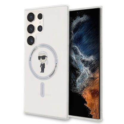 Capa MagSafe para Samsung Galaxy S24 Ultra S928, Karl Lagerfeld, IML Ikonik Karl, Transparente