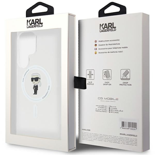 Capa MagSafe para Samsung Galaxy S24 Ultra S928, Karl Lagerfeld, IML Ikonik Karl, Transparente