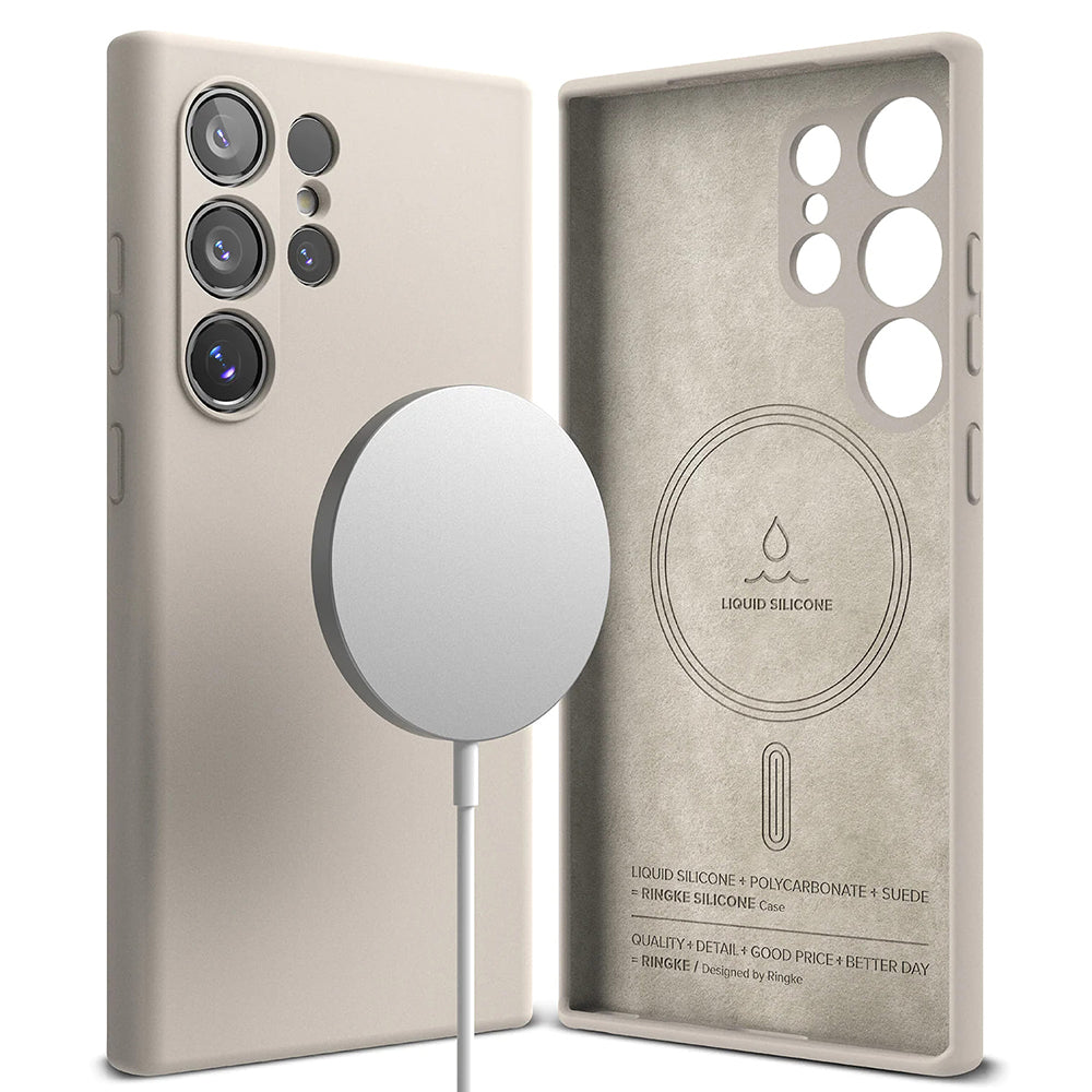 Capa MagSafe para Samsung Galaxy S24 Ultra S928, Ringke, Silicone, Creme