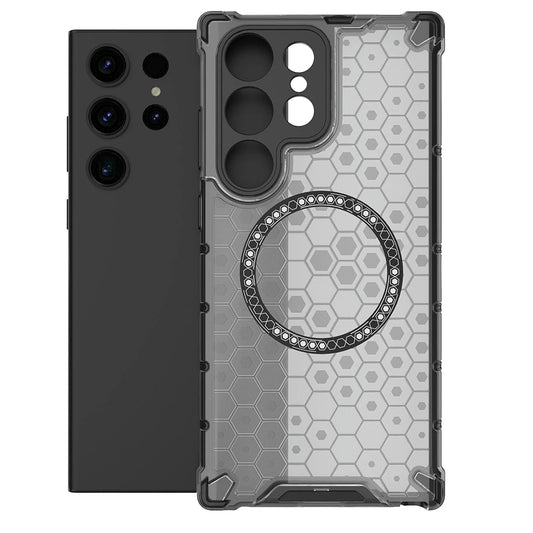 Capa MagSafe para Samsung Galaxy S24 Ultra S928, Techsuit, HoneyComb Shield, Preta