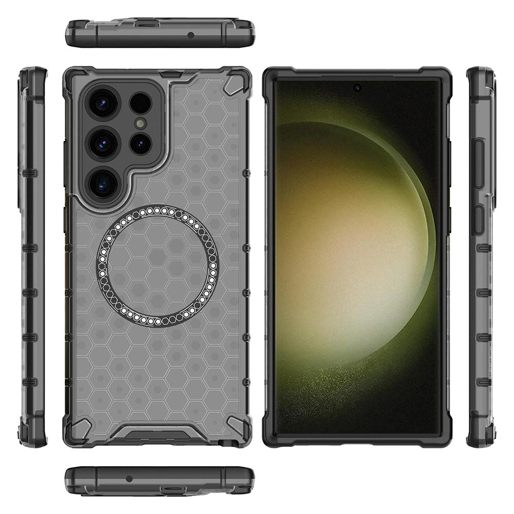 Capa MagSafe para Samsung Galaxy S24 Ultra S928, Techsuit, HoneyComb Shield, Preta