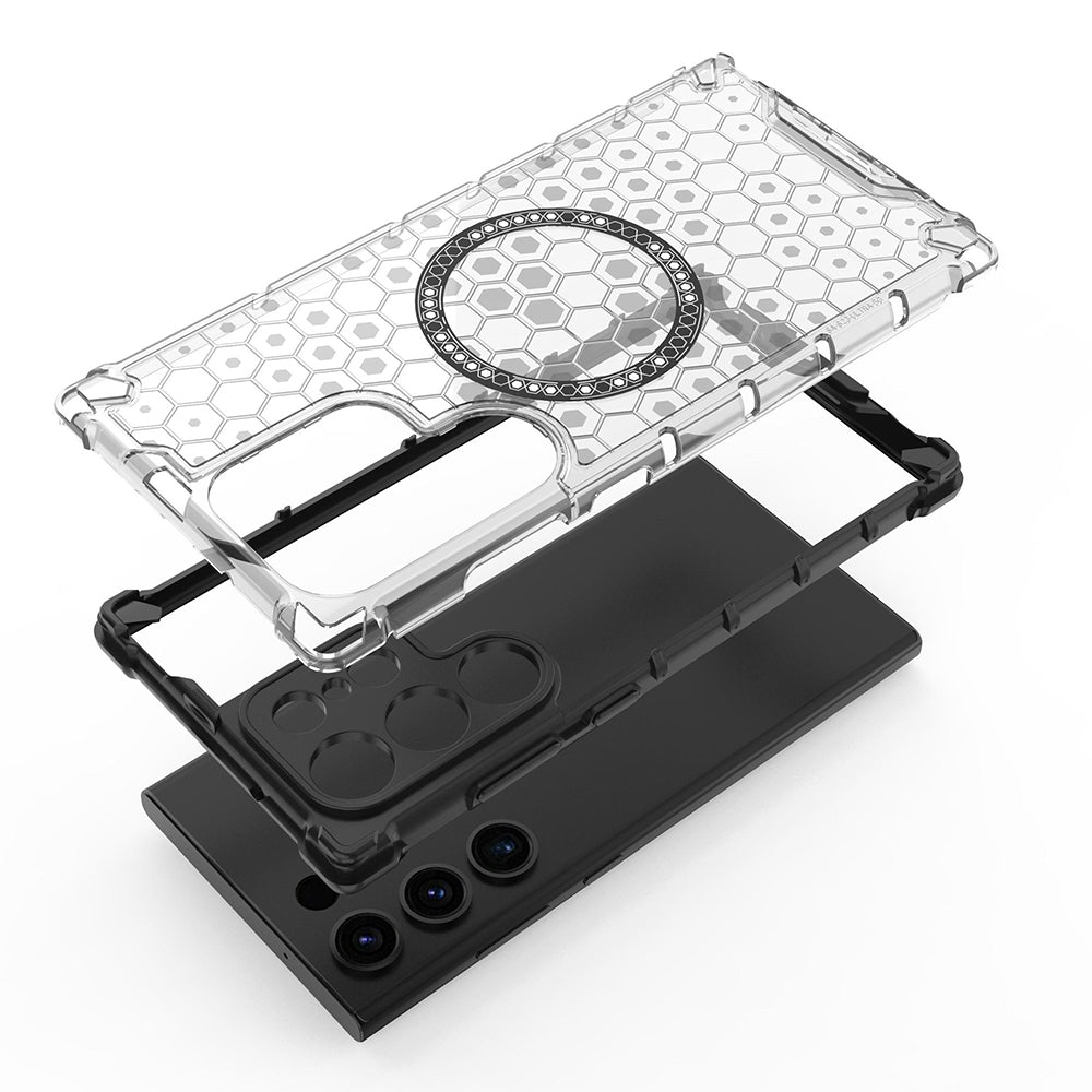 Capa MagSafe para Samsung Galaxy S24 Ultra S928, Techsuit, HoneyComb Shield, Preta