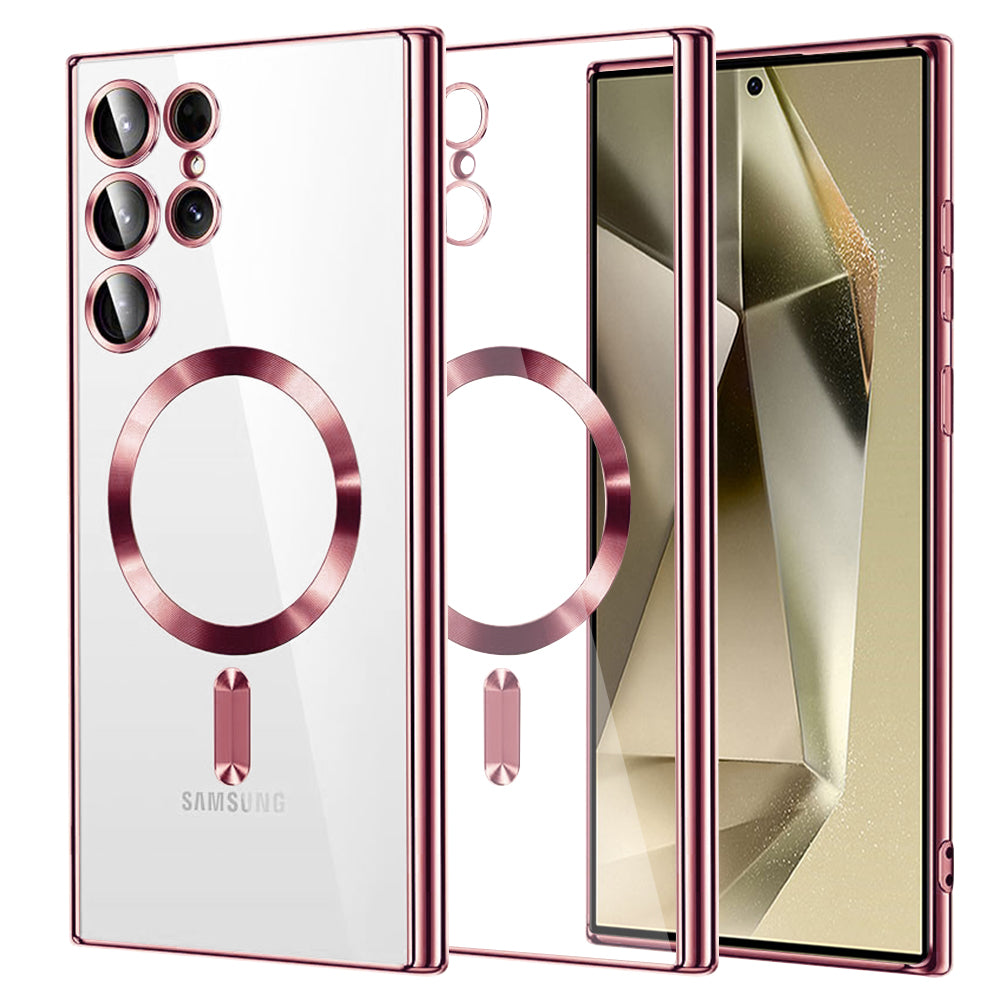 Capa MagSafe para Samsung Galaxy S24 Ultra S928, Techsuit, Luxury Crystal, Rosa