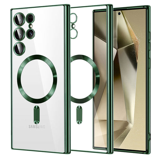 Capa MagSafe para Samsung Galaxy S24 Ultra S928, Techsuit, Luxury Crystal, Verde Escuro