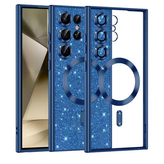 Capa MagSafe para Samsung Galaxy S24 Ultra S928, Techsuit, Luxury Glitter, Azul Escuro