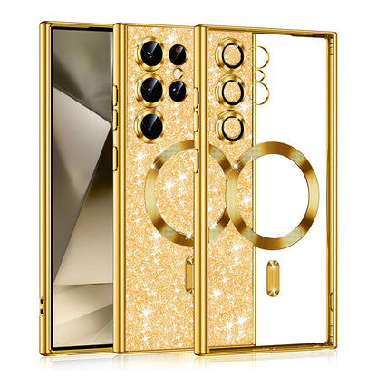 Capa MagSafe para Samsung Galaxy S24 Ultra S928, Techsuit, Luxury Glitter, Dourada