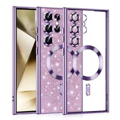 Capa MagSafe para Samsung Galaxy S24 Ultra S928, Techsuit, Luxury Glitter, Roxo Claro