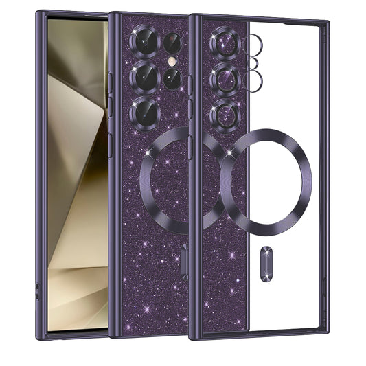 Capa MagSafe para Samsung Galaxy S24 Ultra S928, Techsuit, Luxury Glitter, Roxo Escuro