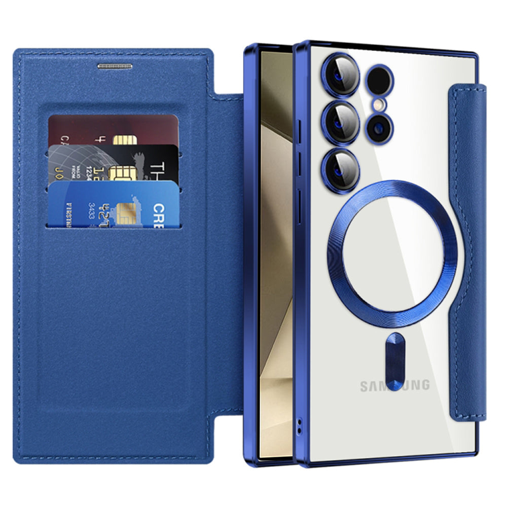 Capa MagSafe para Samsung Galaxy S24 Ultra S928, Techsuit, SmartMag Book, Azul