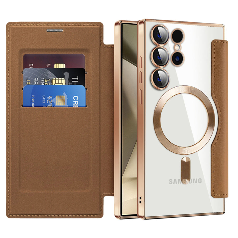 Capa MagSafe para Samsung Galaxy S24 Ultra S928, Techsuit, SmartMag Book, Castanha