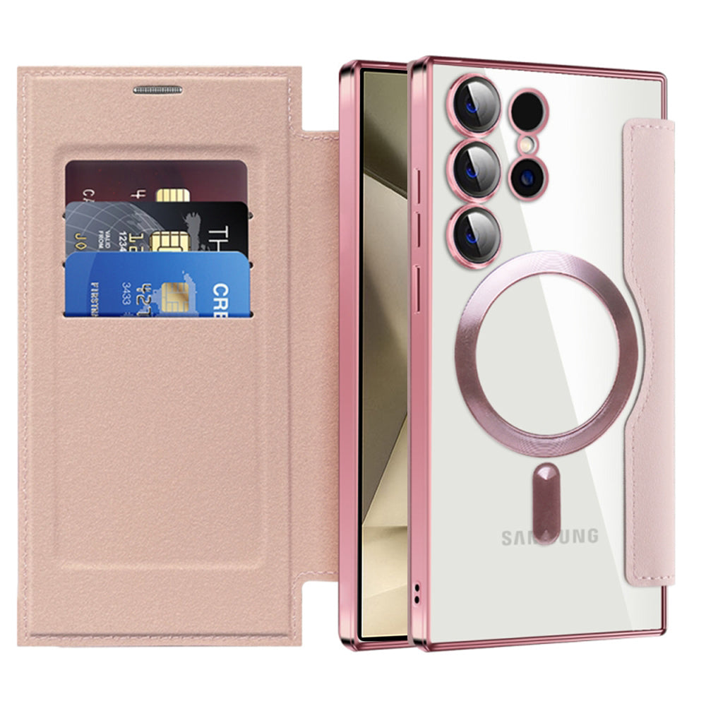 Capa MagSafe para Samsung Galaxy S24 Ultra S928, Techsuit, SmartMag Book, Rosa