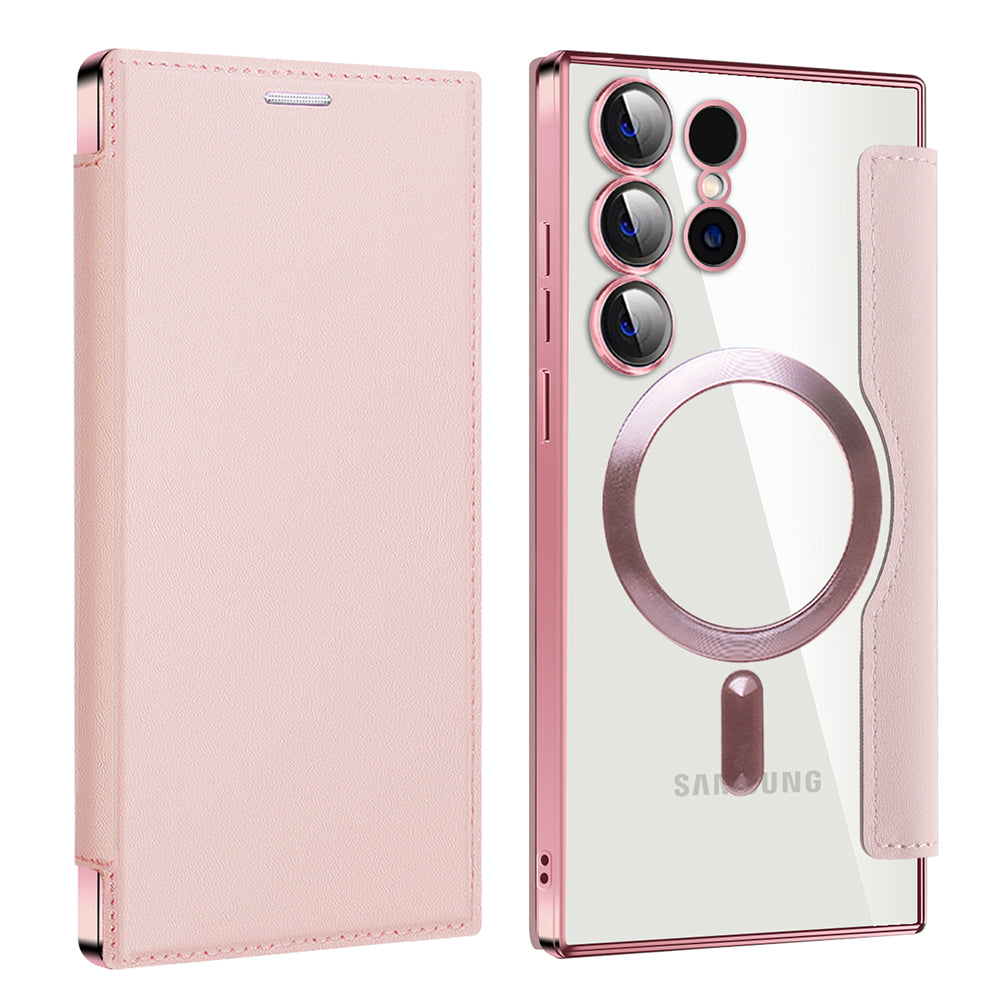 Capa MagSafe para Samsung Galaxy S24 Ultra S928, Techsuit, SmartMag Book, Rosa