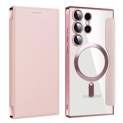 Capa MagSafe para Samsung Galaxy S24 Ultra S928, Techsuit, SmartMag Book, Rosa