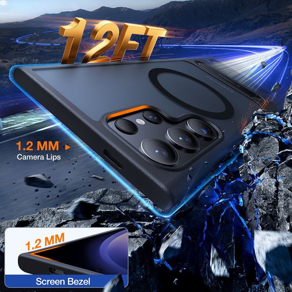 Capa MagSafe para Samsung Galaxy S24 Ultra S928, Torras, Pstand, Preta