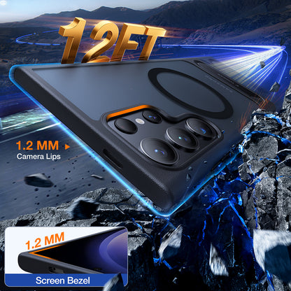Capa MagSafe para Samsung Galaxy S24 Ultra S928, Torras, Pstand, Preta
