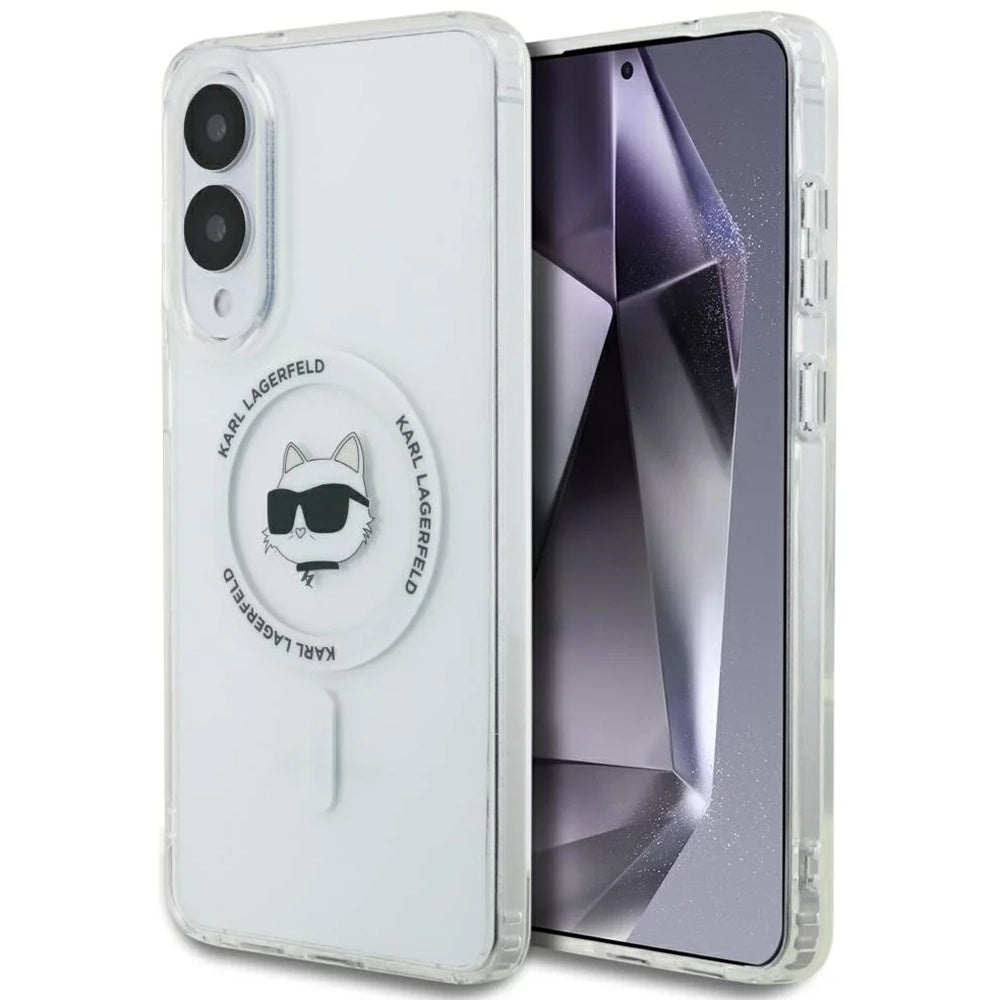 Capa MagSafe para Samsung Galaxy S25 Edge S937, Karl Lagerfeld, IML Choupette's Head, Branca.