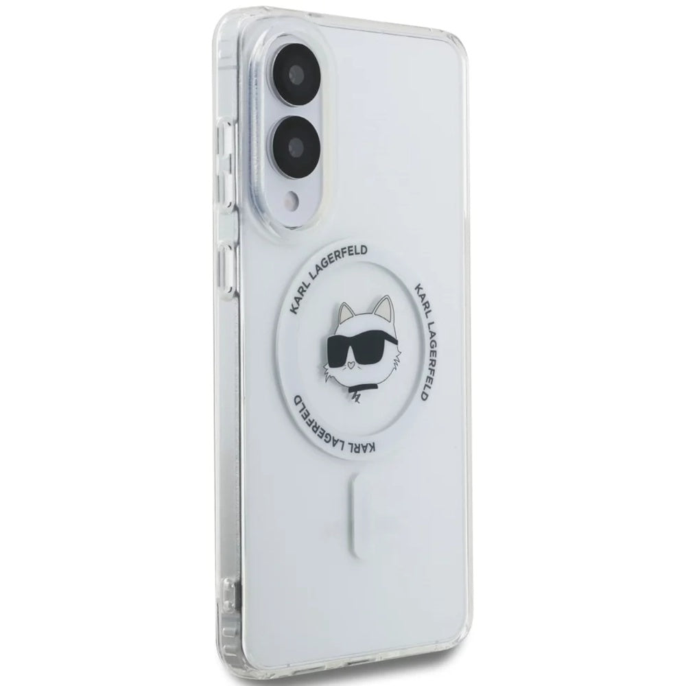 Capa MagSafe para Samsung Galaxy S25 Edge S937, Karl Lagerfeld, IML Choupette's Head, Branca.