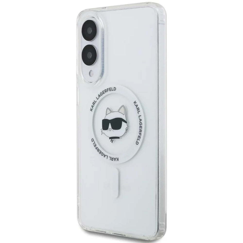 Capa MagSafe para Samsung Galaxy S25 Edge S937, Karl Lagerfeld, IML Choupette's Head, Branca.