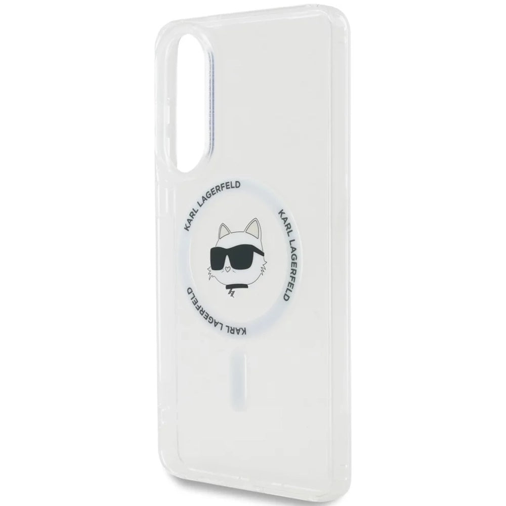 Capa MagSafe para Samsung Galaxy S25 Edge S937, Karl Lagerfeld, IML Choupette's Head, Branca.