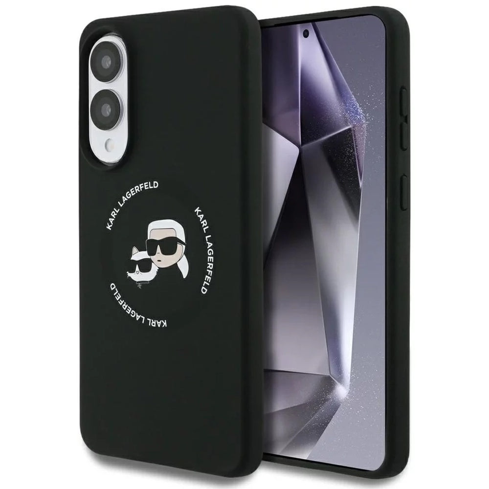 Capa MagSafe para Samsung Galaxy S25 Edge S937, Karl Lagerfeld, Silicone Double Heads, Preta