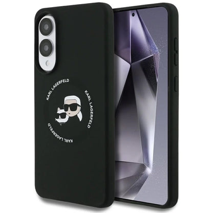 Capa MagSafe para Samsung Galaxy S25 Edge S937, Karl Lagerfeld, Silicone Double Heads, Preta