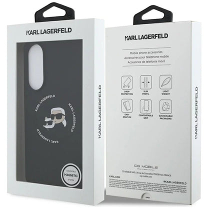 Capa MagSafe para Samsung Galaxy S25 Edge S937, Karl Lagerfeld, Silicone Double Heads, Preta