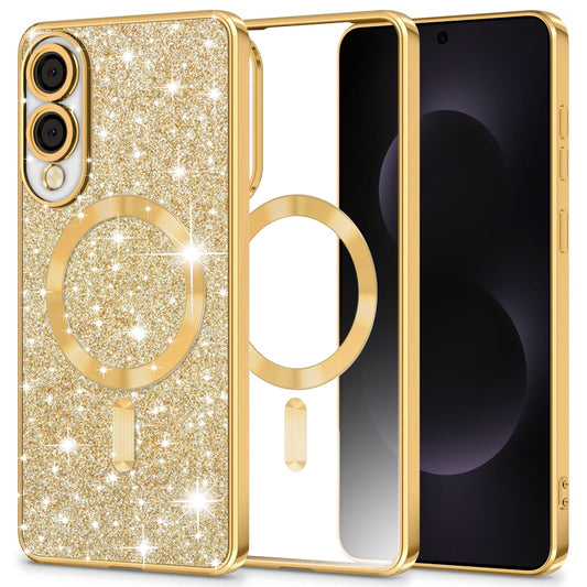 Capa MagSafe para Samsung Galaxy S25 Edge S937, Techsuit, Luxury Glitter, Dourada