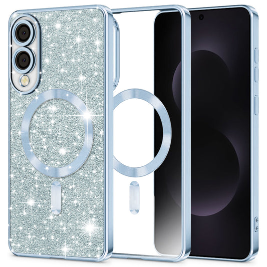 Capa MagSafe para Samsung Galaxy S25 Edge S937, Techsuit, Luxury Glitter, Azul