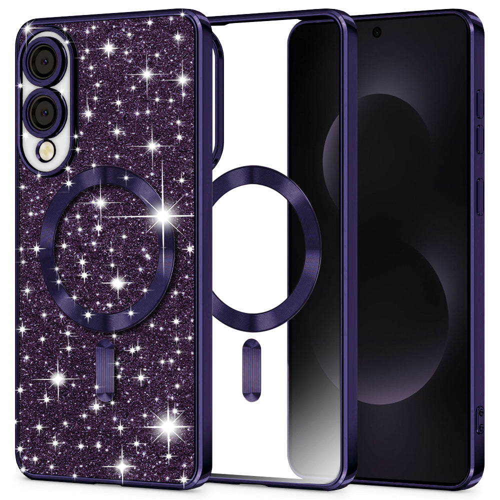Capa MagSafe para Samsung Galaxy S25 Edge S937, Techsuit, Luxury Glitter, Roxo Escuro
