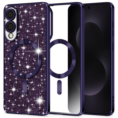 Capa MagSafe para Samsung Galaxy S25 Edge S937, Techsuit, Luxury Glitter, Roxo Escuro