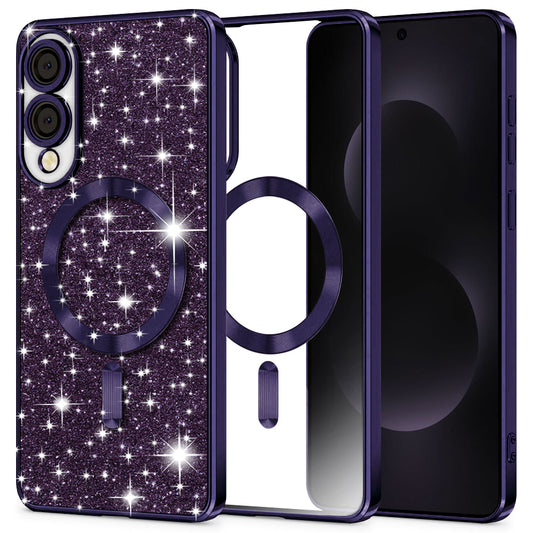 Capa MagSafe para Samsung Galaxy S25 Edge S937, Techsuit, Luxury Glitter, Roxo Escuro